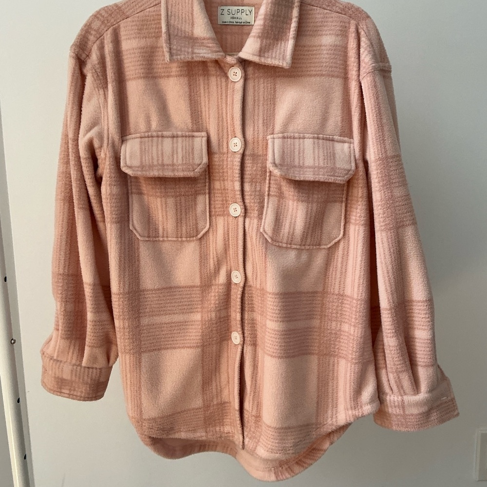 Z Supply Soft Pink Checkered Shirt